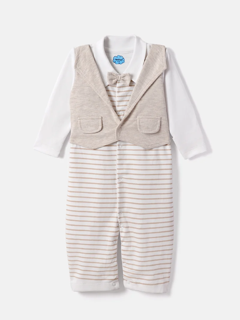نوتيناتي Baby Boys' Cotton Striped Sleepsuit with Cute Jacket and Snap Buttons